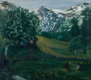 Notte di primavera a Smieheggen da Nikolai Astrup