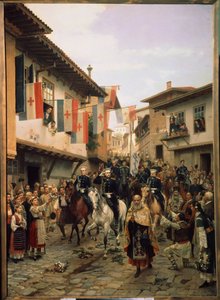 Guerra russo-turca del 1877-1878: Il Granduca Nicola Nikolaevich di Russia a Veliko Tarnovo il 03/06/1877 in Bulgaria da Nikolai Dmitrievich Dmitriev Orenburgsky