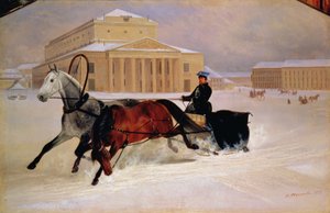 Coppia di pali con un cavallo da tiro al Teatro Bolshoi di Mosca, 1852