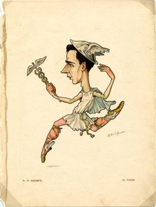 Ballerino e coreografo Michel Fokine Da: Balletto russo in caricature, 1902-1905 da Nikolai Gustavovich Legat