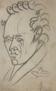 Ritratto del poeta Vasili Kamensky, 1884-1961, 1913 da Nikolai Ivanovich Kulbin