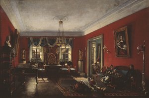 Il salotto nella Casa Nashchokin a Mosca, primi anni 1840 da Nikolai Ivanovich Podklyuchnikov