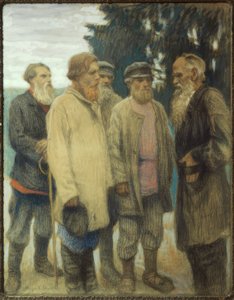 Leo Tolstoj con contadini