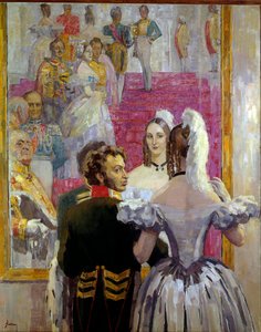 Il poeta russo Aleksandr Puškin (1799-1837) e sua moglie Natal