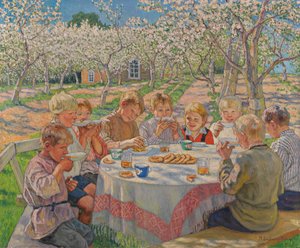 Tè nel frutteto di mele da Nikolai Petrovich Bogdanov Belsky