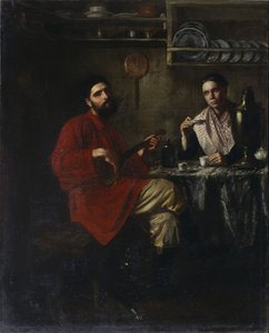 Scena domestica di vita contadina, 1855 da Nikolai Vasilyevich Nevrev