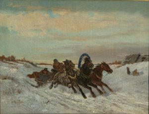 Troika su una strada invernale, fine 1860-inizio 1870