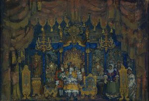 La stanza di Jourdain. Scenografia per la commedia Il borghese gentiluomo di J.-B. Molière, 1911 da Nikolaj Nikolaevic Sapunov