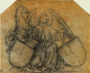 Un Angelo che Sostiene Due Scudi da Nikolaus Gerhaert von Leyden