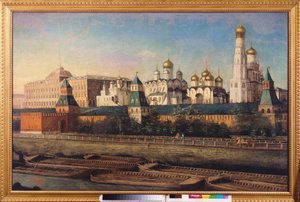 Vista del Cremlino di Mosca. Dipinto di Nikolai Ivanovich Podklyuchnikov (1813-1877), olio su tela. Arte russa del XIX secolo. Centro Museale Statale Unito nel Cremlino, Mosca. da Nikolay Ivanovich Podklyuchnikov