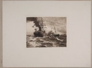 Navi a vapore presso Kronborg da Nils Severin Lynge Hansteen