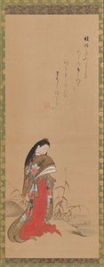 Signora Ise sulla riva del fiume da Nishikawa Sukenobu