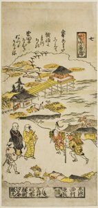 Oche discendenti a Katada (Katada no rakugan), n. 7 dalla serie "Otto vedute di Omi" da Nishimura Shigenaga