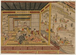 Casa da tè accanto al fiume Kamo a Kyoto da Nishimura Shigenaga