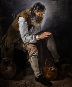Inverno. Vecchio che si scalda le mani al braciere, 1747 circa (olio su tela) da Noel Halle
