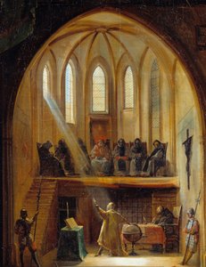 (dettaglio) Galileo (1564-1642) davanti al Tribunale dell