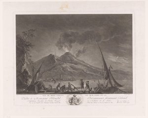 Paesaggio con pescatori e Vesuvio attivo da Noël Le Mire