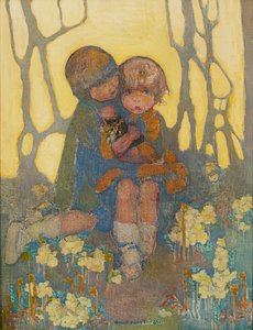 Sorelle con un gattino da Norah Neilsen Gray