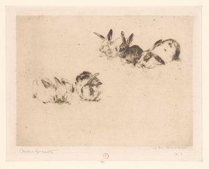Sei conigli da Norbert Goeneutte (signed by artist)