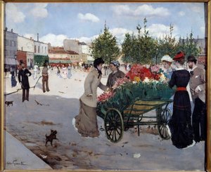 Fioraio sul Boulevard Rochechouart a Parigi (Marché de la Madeleine) da Norbert Goeneutte