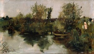 N. Goeneutte, Paesaggio fluviale idilliaco