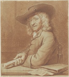 Ritratto del disegnatore Jan Pietersz. Zoomer, con cappello e rotolo di carta da Norbert van Bloemen