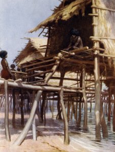 Nelle palafitte a Hanuabada, Port Moresby, Nuova Guinea Britannica da Norman Hardy