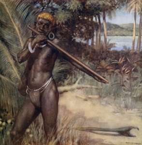 Indigeno delle Isole Salomone che suona l