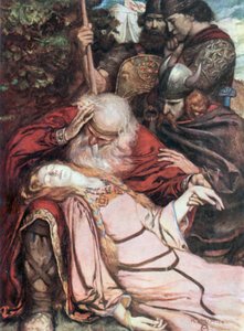 Lear, "Cordelia, Cordelia". Re Lear - Atto V, Scena 3 (litografia a colori)