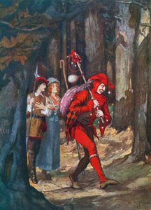 Rosalind e Celia nella foresta di Arden. Come vi piace - Atto II, Scena 4 (litografia a colori)