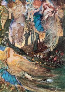 Titania dorme. Sogno di una notte di mezza estate - Atto II, scena 2 (litografia a colori)