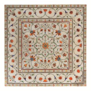 Poggiapiedi in marmo intarsiato pietra dura Mughal, c. 1700 da North Indian School