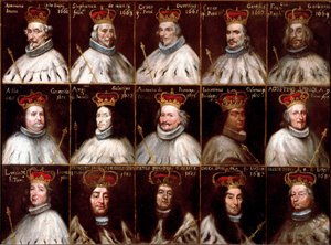 Stemma della Repubblica di Genova e ritratti dei Dogi. Antoniotto Invrea, Stefano de Mari, Cesare Durazzo, Cesare Gentile, Francesco Garbarino, Alessandro Grimaldi, Agostino Saluzzo, Antonio Da Passano, Odon Giannettino, Agostino Spinola, Luca M