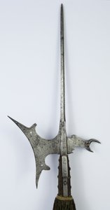 Alabarda con becco a forma di artiglio (ferro inciso e punzonato con legno restaurato, tessuto e ottone) da Northern Italian School