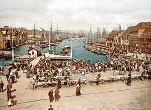 Fisketorget, Bergen, pub. c.1900 da Norwegian Photographer