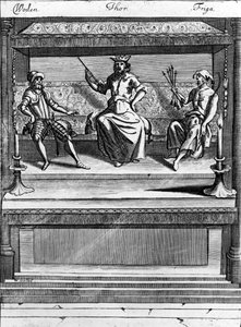 Woden, Thor e Friga, 1670-1680 da Norwegian School