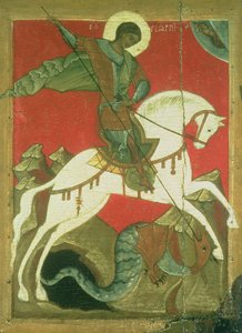 Icona di San Giorgio e il drago da Novgorod School