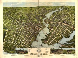 Vista di Bridgeport, Ct. 1875 da O.H. Bailey and Co. American Oleograph Co.