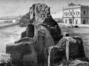 Resti del muro serviano vicino alla stazione ferroviaria, Roma, 1902 da O Schulz