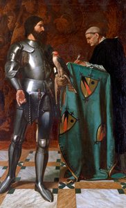 Cavaliere che detta una lettera a un monaco, 1865 da Octave Penguilly l