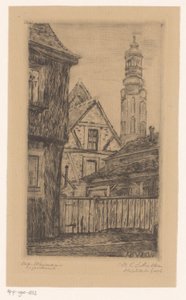 Veduta della città con la torre a Weimar da Octavia Cornelia Suzanna Hofstede de Groot (signed by artist)