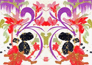 Fiori Zen Arancio e Viola 1, 2021 da Odilia W. Y. Fu
