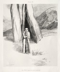 Un pazzo in un paesaggio tetro