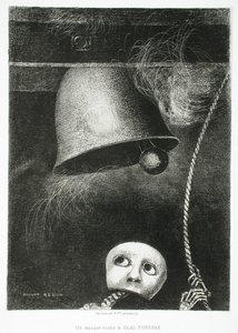 Una maschera suona il rintocco della morte da Odilon Redon