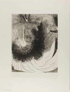 E cadde una grande stella dal cielo, bruciando come una lampada, tavola 5 di 12 da Odilon Redon