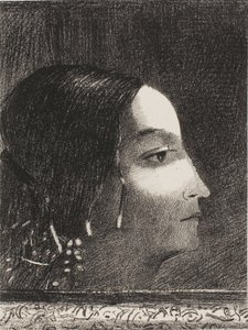 Drammatico e grandioso con il suo volto simile a quello di una sacerdotessa druida da Odilon Redon