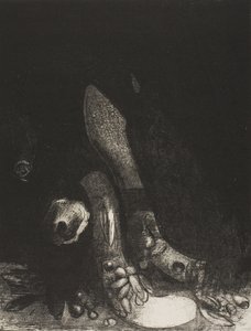 I fiori cadono e appare la testa di un pitone, tavola 5 di 24 da Odilon Redon