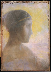Testa di una giovane donna di profilo, c.1895 da Odilon Redon