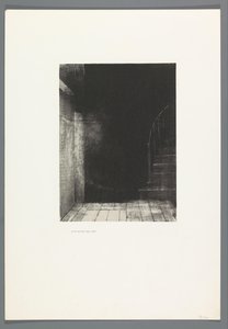 Vidi una luce ampia e pallida (La Casa Stregata, 6 litografie copertina frontespizio, illustrazioni del testo di Bulwer-Lytton, tradotto in francese da René Philipon) da Odilon Redon
