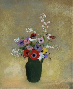 Grande vaso verde con fiori misti da Odilon Redon